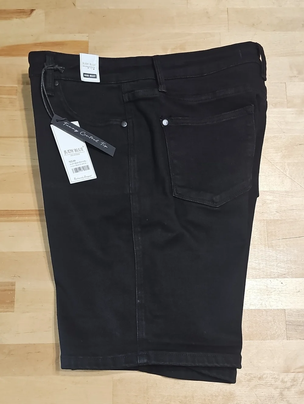 NWT Judy Blue High Waist Tummy Control Black Denim Shorts Size XL